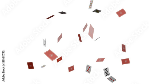 3D Render a bunch of cards flying in the air