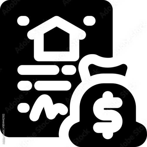 mortgage glyph icon. Strong and solid vector icon for websites, mobile interfaces, presentations, and visual branding. High quality and easy to edit.