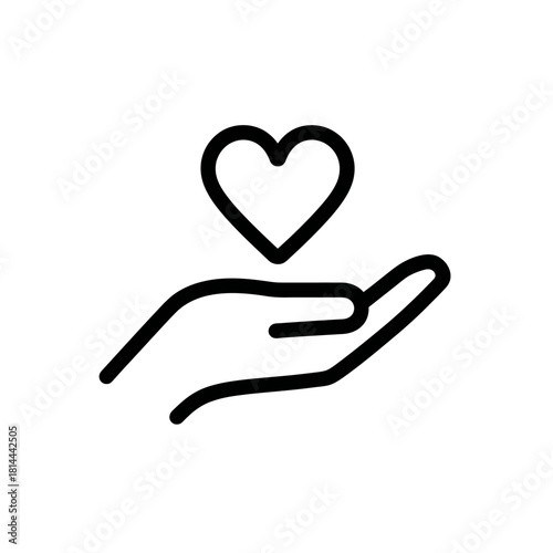 Hand Giving Heart Icon, Vector Symbol of Love, Care, Charity, Sharing, and Kindness
