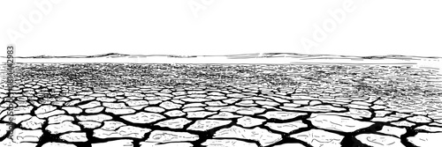 a vast dry land with deep cracks stretching toward a distant horizon