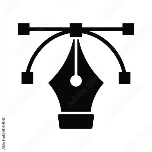 Black fountain pen nib with curve control points shows illustration