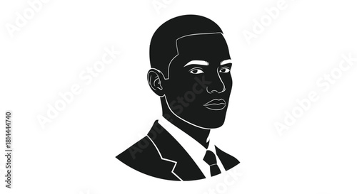 Formal portrait of a man in a suit silhouette isolated on white background