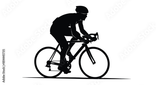 Cyclist riding a bicycle silhouette isolated on white background