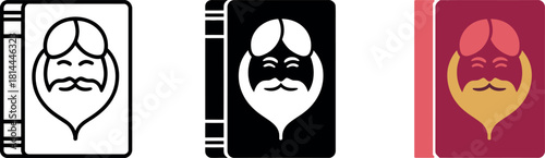 Iconic depiction of religious book with Sikh figure representing spiritual teachings and cultural heritage