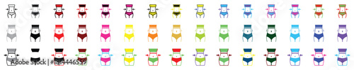Slim Waist and Weight Loss Vector Icon Set Fitness, Body Shape and Diet Line Pictograms.