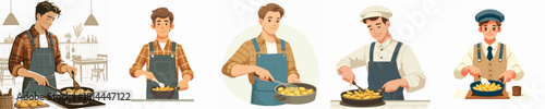 vector of farmer frying potatoes