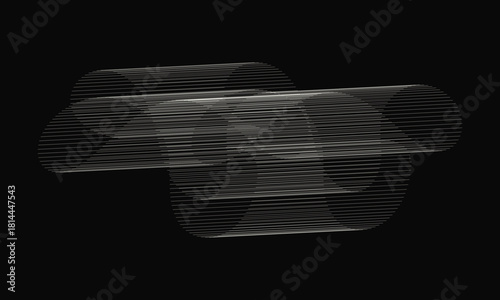 Abstract representation of white light trails or particle movement forming a dense, horizontal shape against black