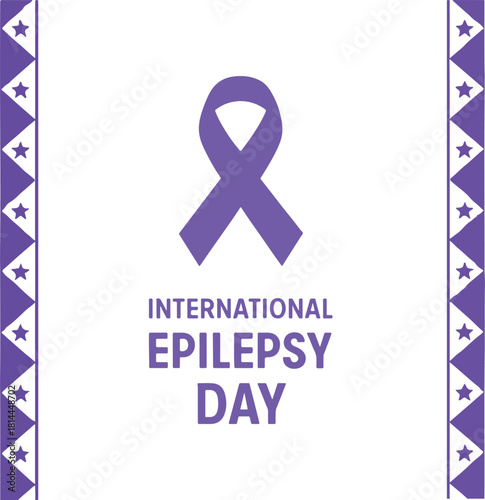 International epilepsy day banner with purple awareness ribbon