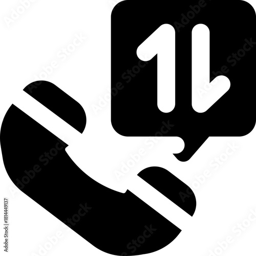 incoming call glyph icon. Strong and solid vector icon for websites, mobile interfaces, presentations, and visual branding. High quality and easy to edit.