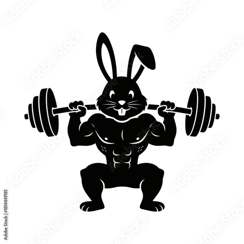 Cute Rabbit Bunny Gym Mascot Squatting Vector