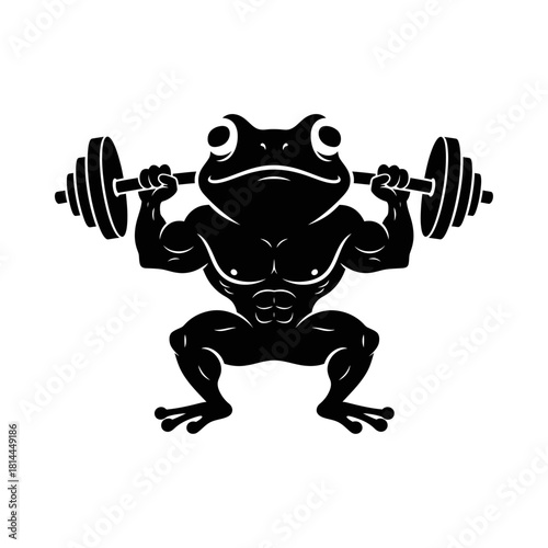 Funny Frog Toad Bodybuilder Squatting with Barbell Vector