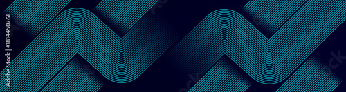 A flowing wave-line pattern in gradient blue tones on a deep navy background. This modern abstract design is perfect for technology themes, branding materials, wallpapers, banners, and digital interfa