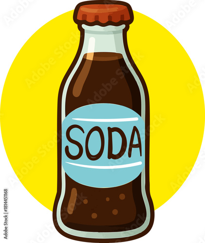Cute fizzy water bottle icon. High quality colorful vector illustration.