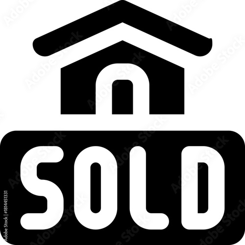 sold glyph icon. Strong and solid vector icon for websites, mobile interfaces, presentations, and visual branding. High quality and easy to edit.