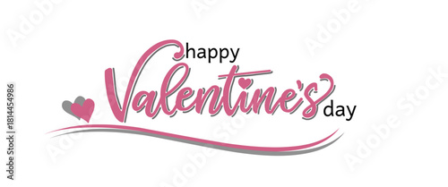 Happy Valentines Day greeting card. Calligraphic design for print cards, banner, poster Hand drawn text lettering for Valentines Day with hearts shape Vector illustration isolated on white background.