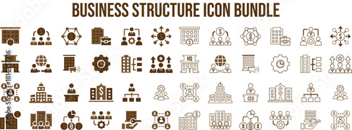 Business structure icon bundle for organizational charts and hierarchy