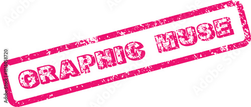 Distressed Pink Graphic Muse Logo with Floral Pattern and Stamp Effect