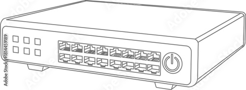 Ethernet network router switch vector illustration icon, silhouette. 