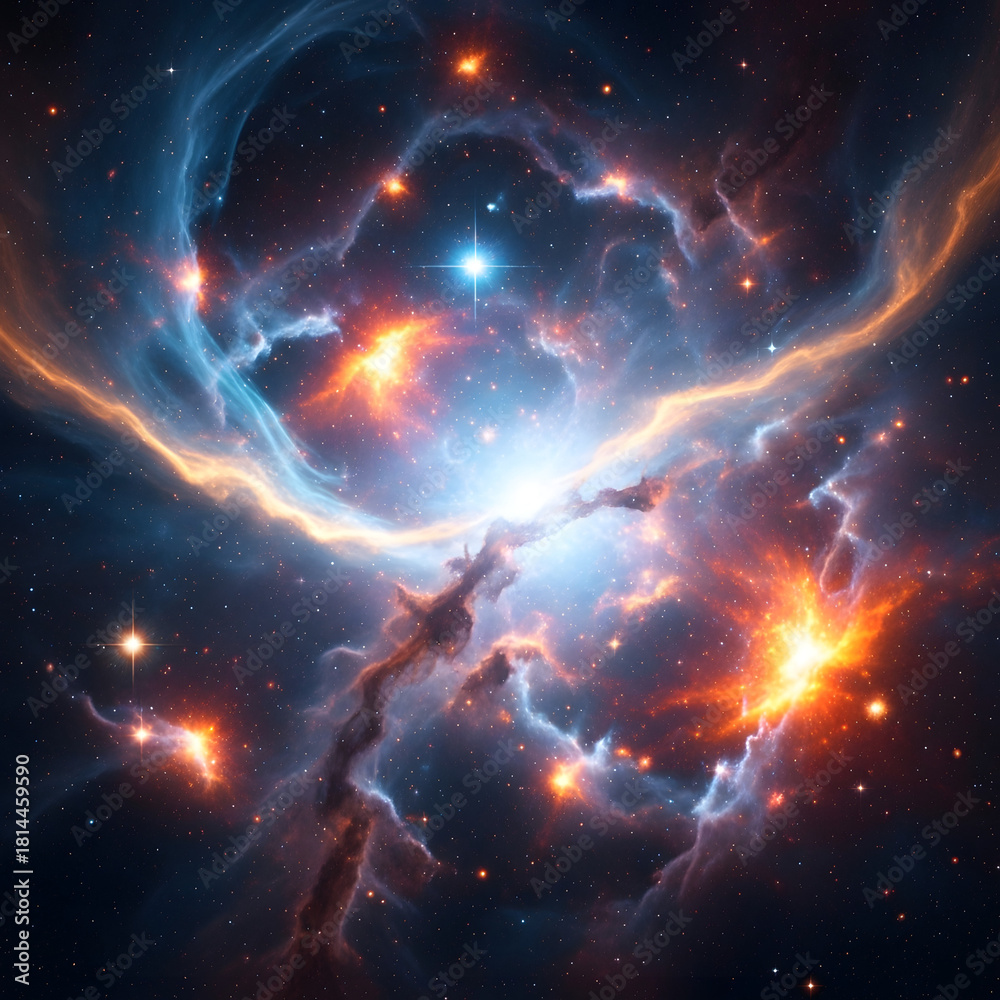 Fototapeta premium Celestial Symphony A Vibrant Nebula in the Cosmos