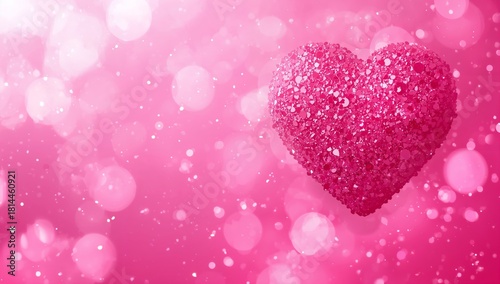 Bright Pink Heart Surrounded by Soft Pastel Hearts Creating a Romantic Atmosp...