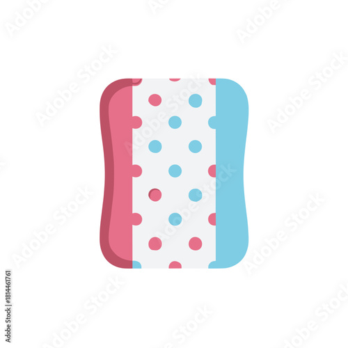 Cute absorbent pad illustration featuring pink and blue sides with a dotted center design