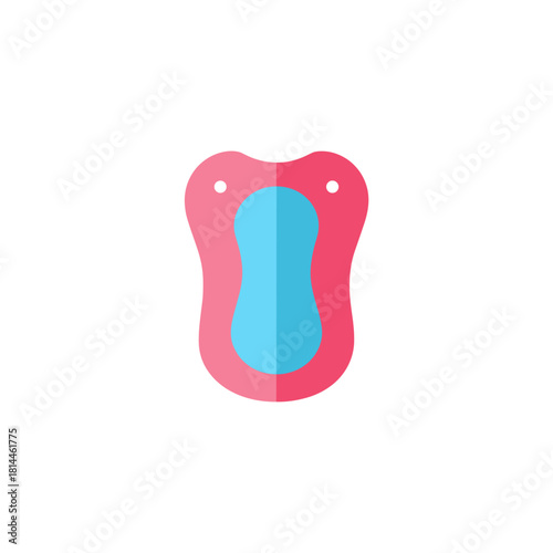 Modern feminine hygiene pad icon with pink outer shape and blue absorbent center