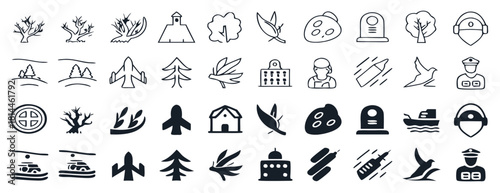 War and military excellent icons collection in two different styles
