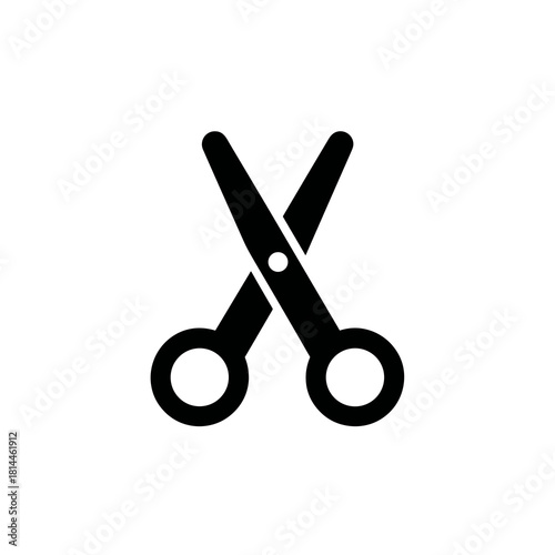 Simple black silhouette of medical or utility scissors with rounded handles