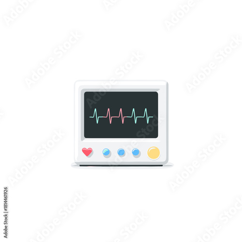A compact colorful ecg monitor displaying vibrant heart rate lines on a modern medical screen
