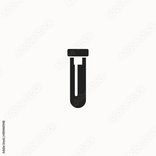 A simple black medical test tube icon with a narrow body and sealed top