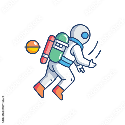 Colorful Astronaut Jetpack Vector Illustration