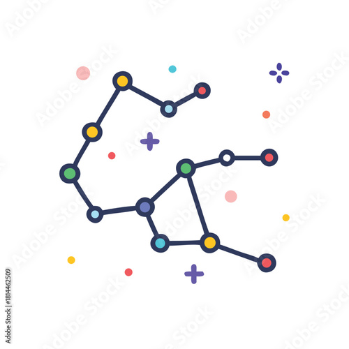 Colorful Constellation Lines Vector Icon