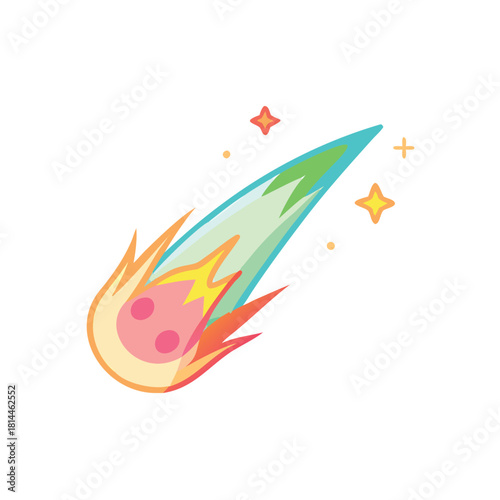 Colorful Comet with Glowing Tail Illustration