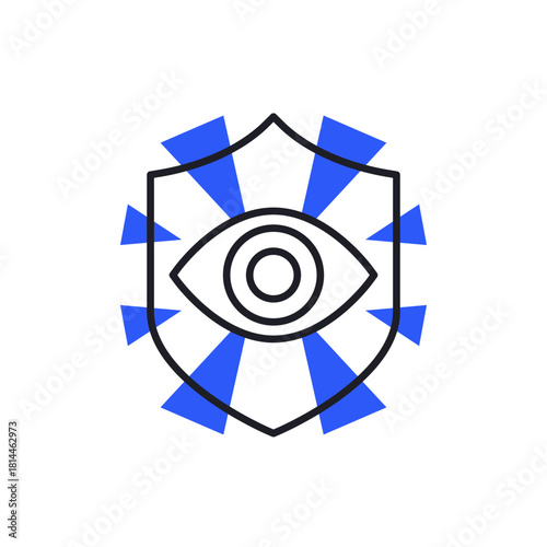 Blue light eye protection icon on white