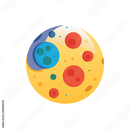 Colorful Moon with Craters Vector Icon