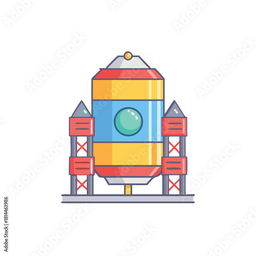 Colorful Rocket Fuel Tank Vector Icon