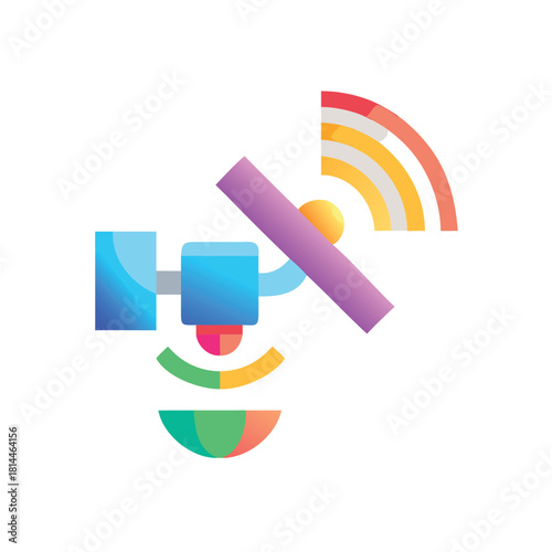 Colorful Satellite Communication Signal Icon