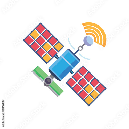 Colorful Satellite Solar Panel Vector Icon