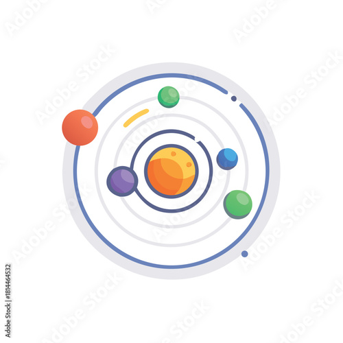 Colorful Solar System Diagram Vector Icon