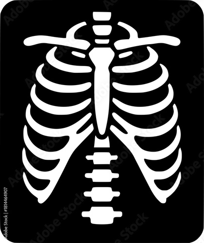Minimalist Black and White Silhouette of X-Ray Scan Illustration. Medical radiology diagnostic healthcare icon