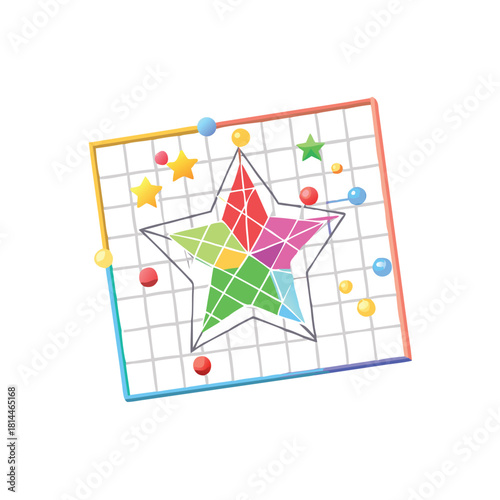 Colorful Star Map Grid Vector Illustration