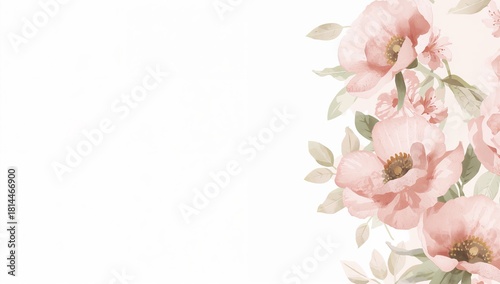 Beautiful Pink Flowers Arranged With Soft Leaves on a Light Background for a Calming Effect
