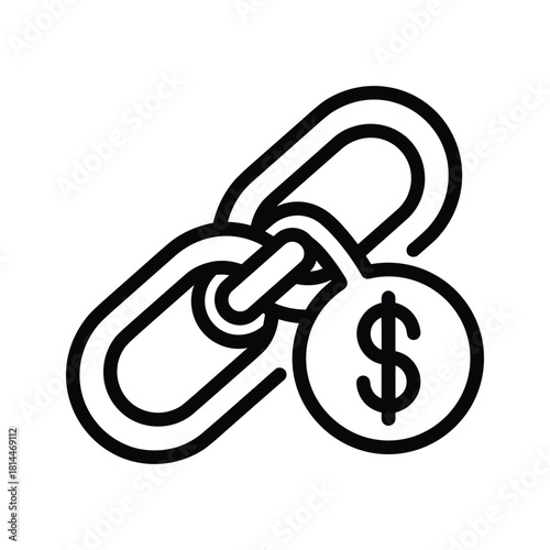 Monetization link icon representing financial connection, affiliate marketing, or cost associated with a digital chain