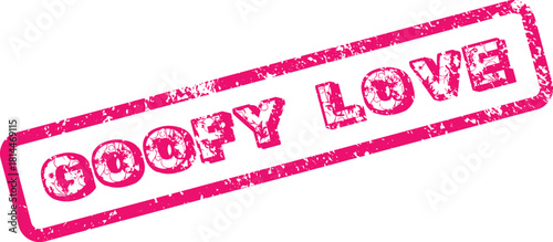 Retro Style Goofy Love Rubber Stamp in Hot Pink with Floral Designs