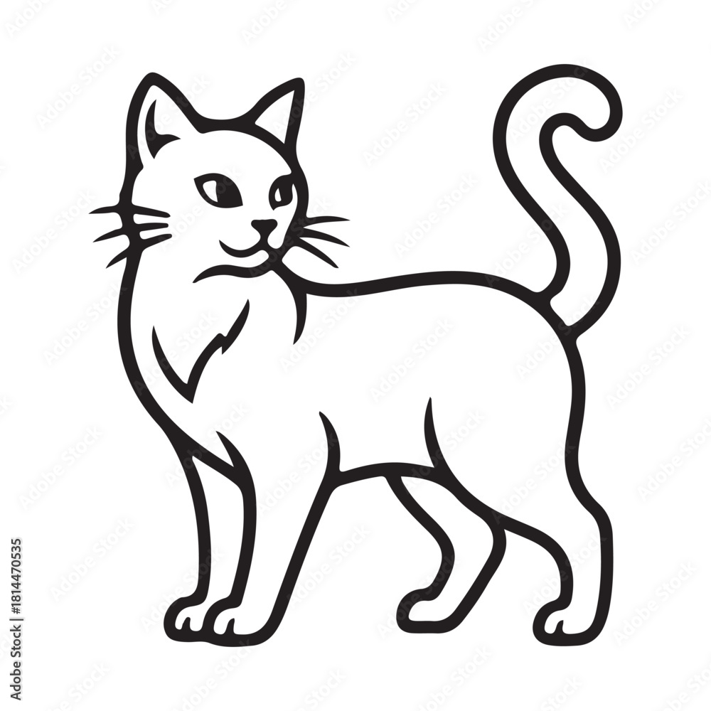 Obraz premium Whimsical cat illustration with colorful accents