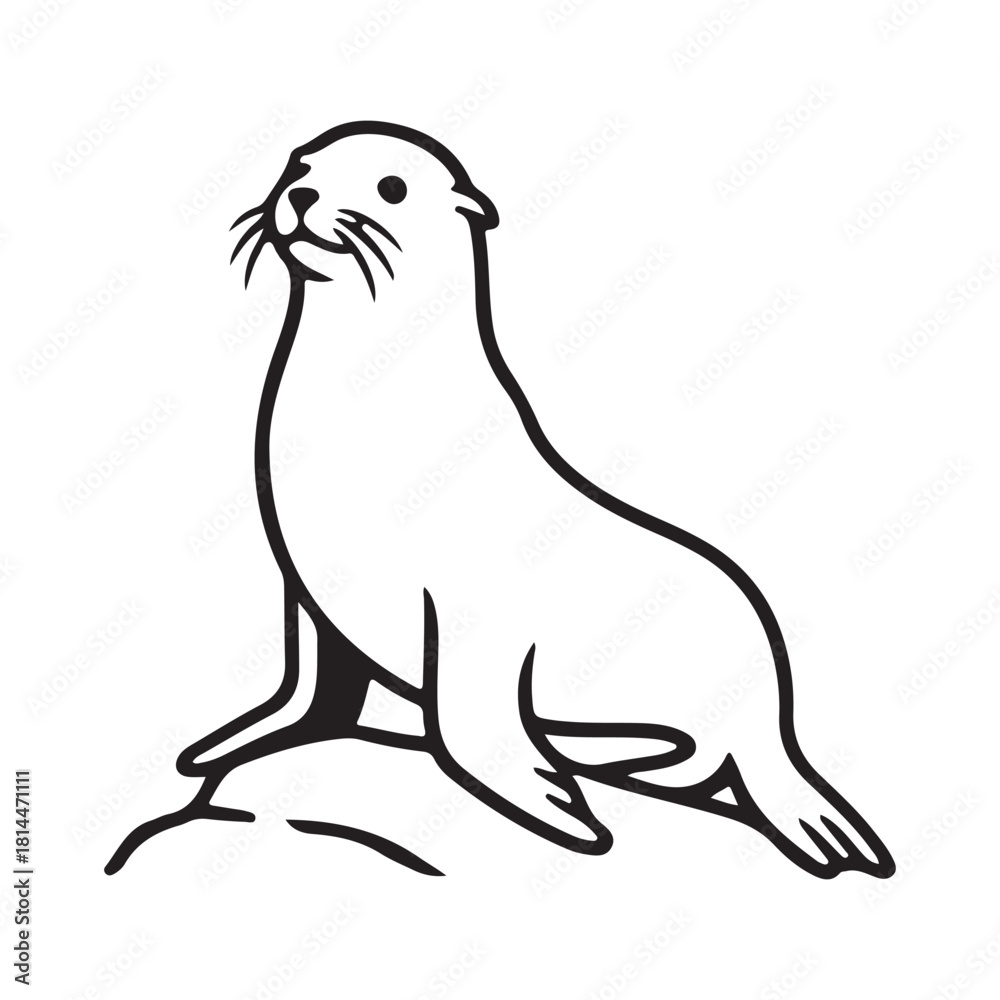 Obraz premium Stylized sea lion illustration in vibrant colors