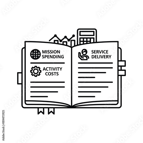 Nonprofit annual report icon isolated on presents financial and programmatic information