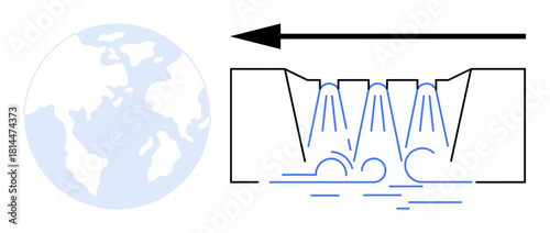 Tidal energy concept. Tidal energy for renewable development and sustainable resources. Tidal energy ocean currents. Ideal for renewable engineering, sustainability, technology