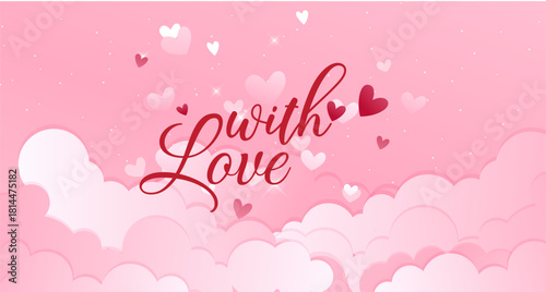 Horizontal romantic pink banner background, ideal for Valentine's Day promotions, wedding announcements, social media covers, and greeting cards