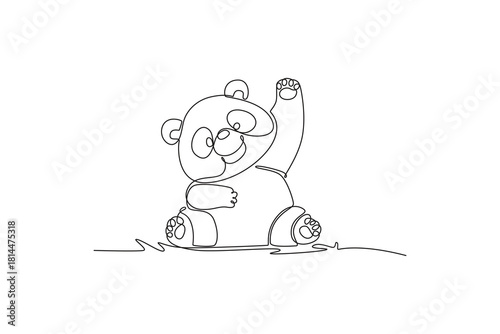 Cute panda. Cute Animal Concept. Minimalist Continuous Line Drawing Concept. Single line draw design